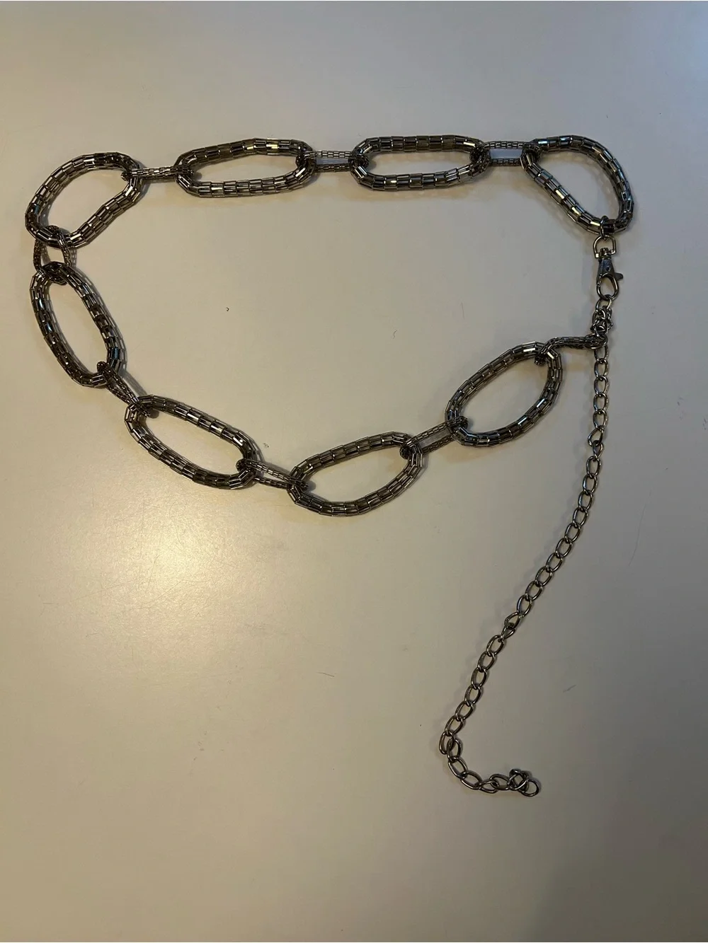 Vintage Boho Silver-tone Mesh Chain Link Belt - Women Accessories